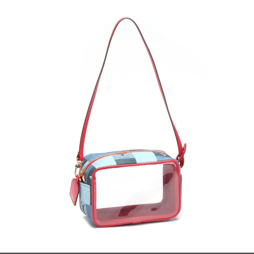 Louis Vuitton Red and Blue Patchwork Denim Clear Crossbody Bag